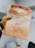 Thumbnail for Prazu Fashion Light Orange Cotton Embroidered Shading Print Kurta