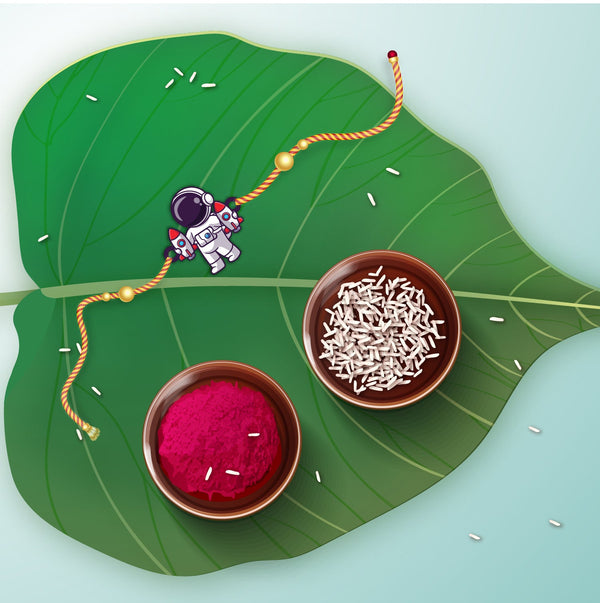 Indianvibez Astronaut Wooden Rakhi, Space Theme Rakhi - Kids Rakhi