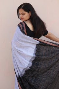 Thumbnail for White Sambalpuri Cotton Saree 2