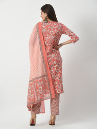 Thumbnail for Pink Printed and Embroidered Kurta Pant With Dupatta Set - Rasiya