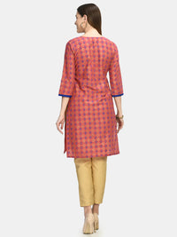 Thumbnail for Women Old Rose Hand block Printed Kurta - Rasiya