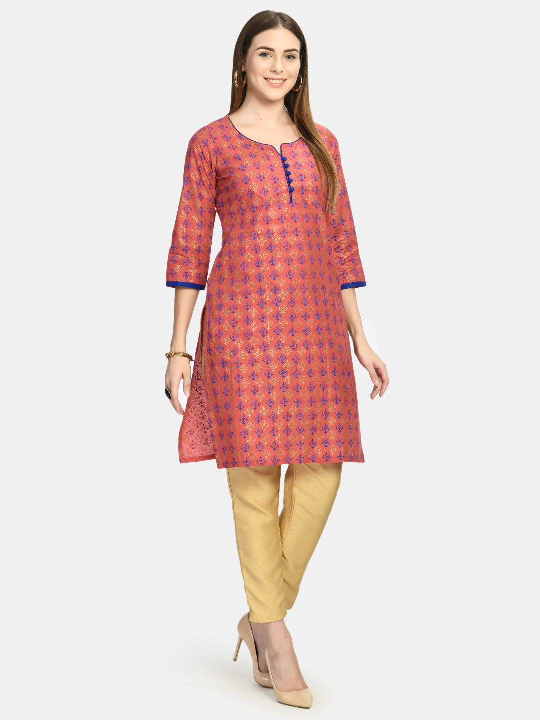Women Old Rose Hand block Printed Kurta - Rasiya