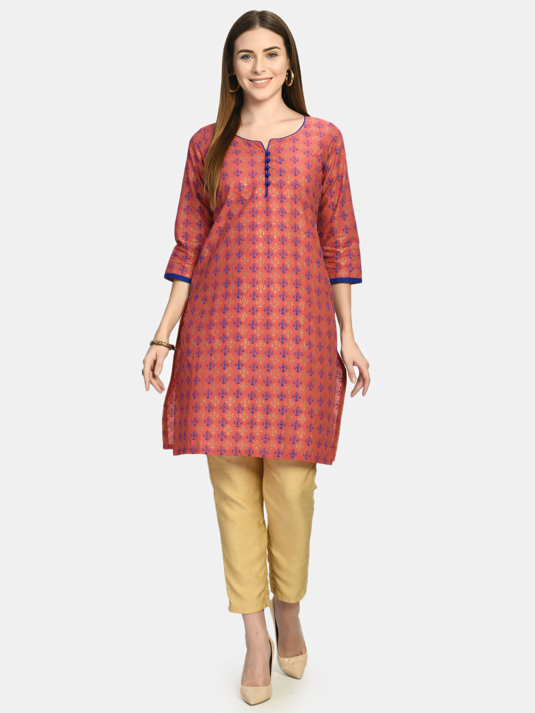 Women Old Rose Hand block Printed Kurta - Rasiya