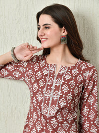 Thumbnail for Women Stylish Maroon Cotton Short Kurti with Elegant Print - Rasiya