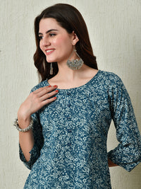 Thumbnail for Women Stylish blue Cotton Short Kurti with Elegant Print - Rasiya