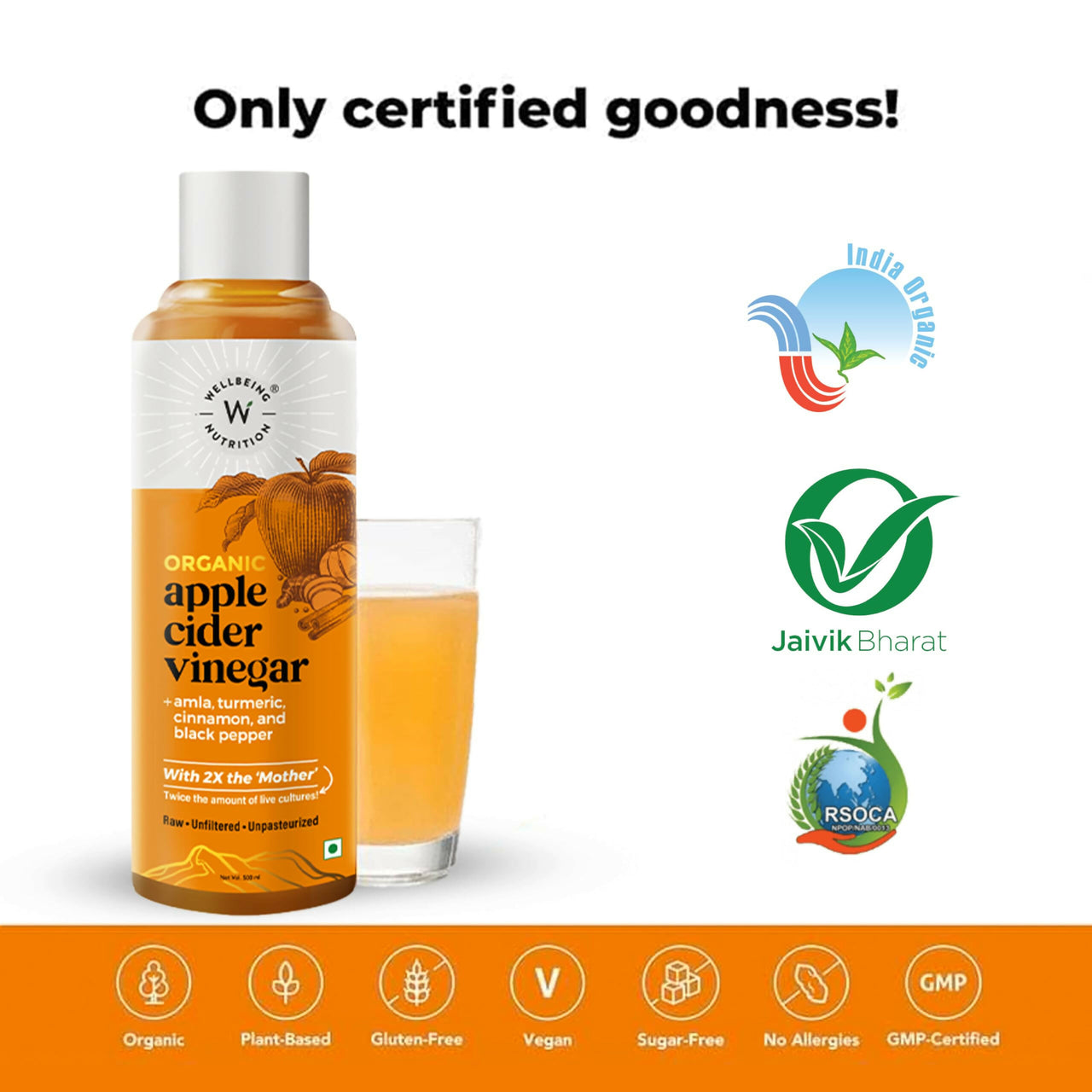 Wellbeing Nutrition Glow Korean Marine Collagen Peptides & Organic Apple Cider Vinegar with 2X Mother Combo