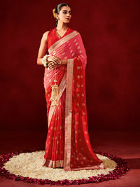 Thumbnail for NOZ2TOZ Women's Georgette Pink Printed Designer Saree With Blouse Piece