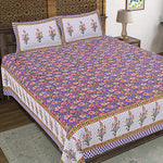 Thumbnail for Rudra Bazaar Purple 210 TC Cotton Double King Bedsheet With 2 Pillow Covers - Distacart