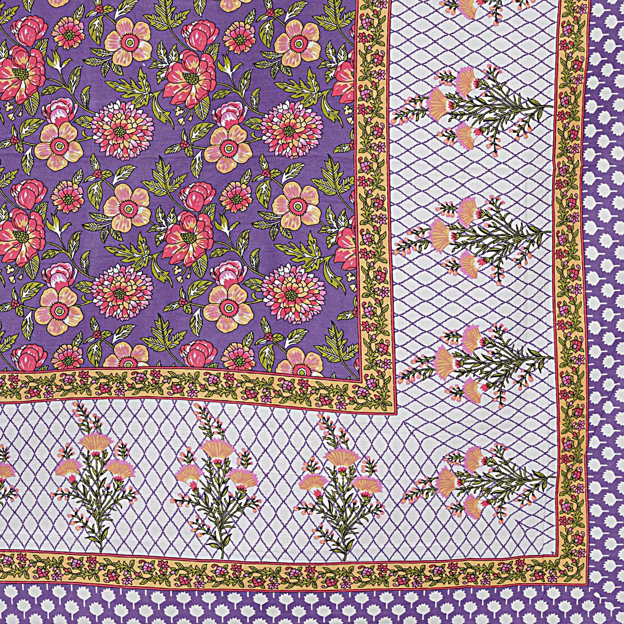 Rudra Bazaar Purple 210 TC Cotton Double King Bedsheet With 2 Pillow Covers - Distacart