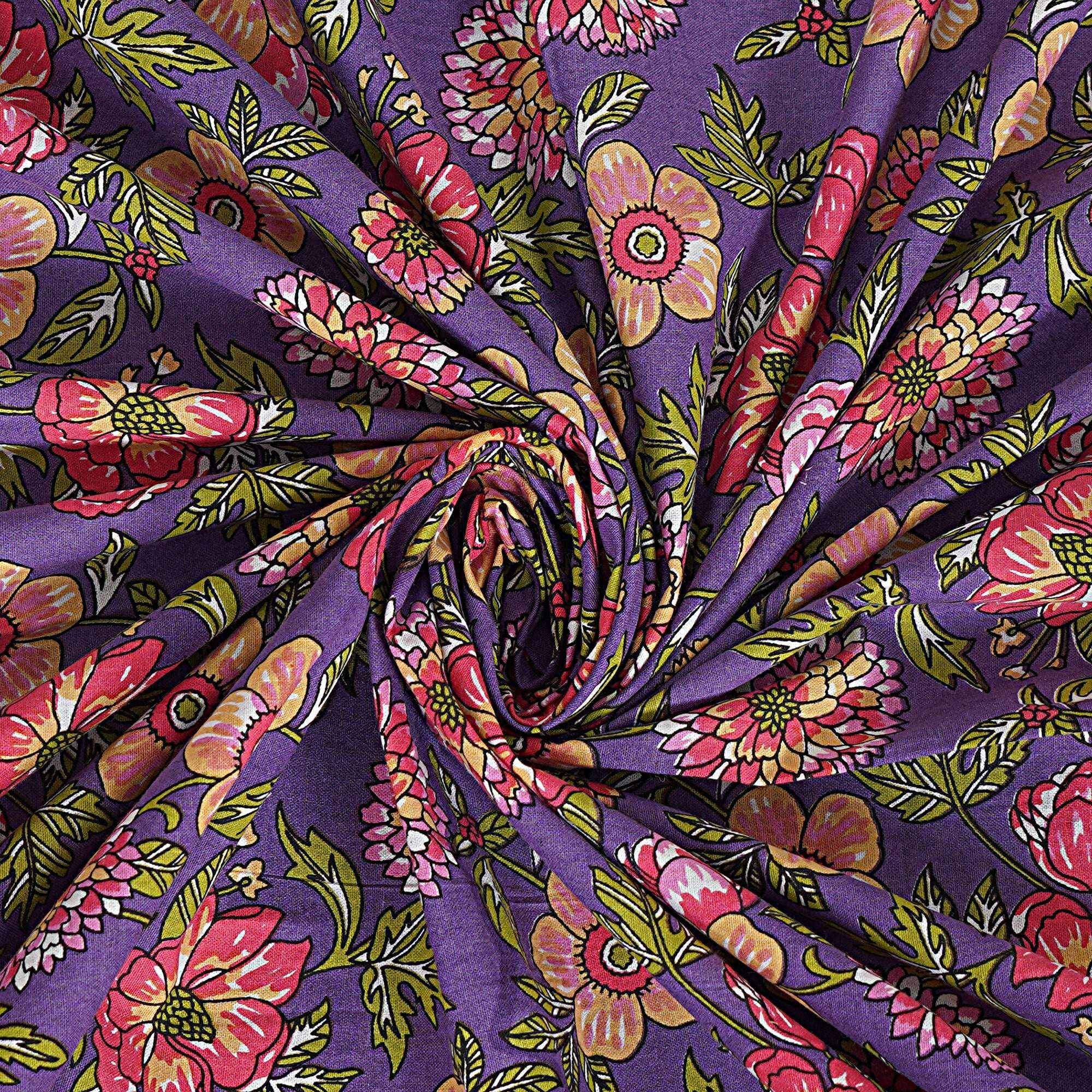 Rudra Bazaar Purple 210 TC Cotton Double King Bedsheet With 2 Pillow Covers - Distacart