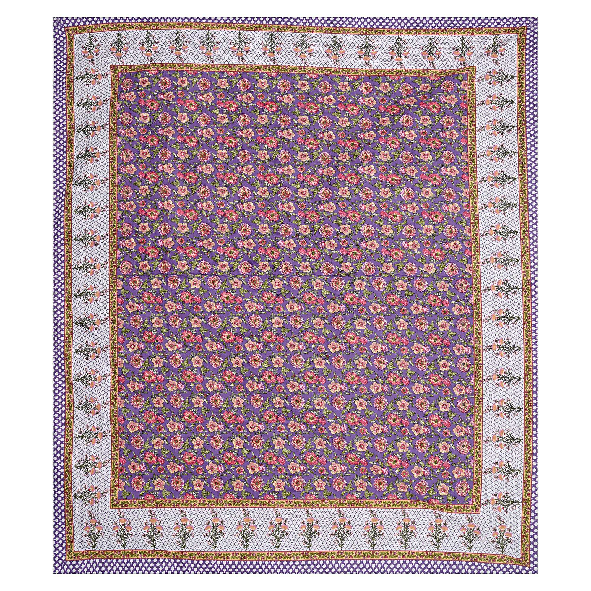 Rudra Bazaar Purple 210 TC Cotton Double King Bedsheet With 2 Pillow Covers - Distacart