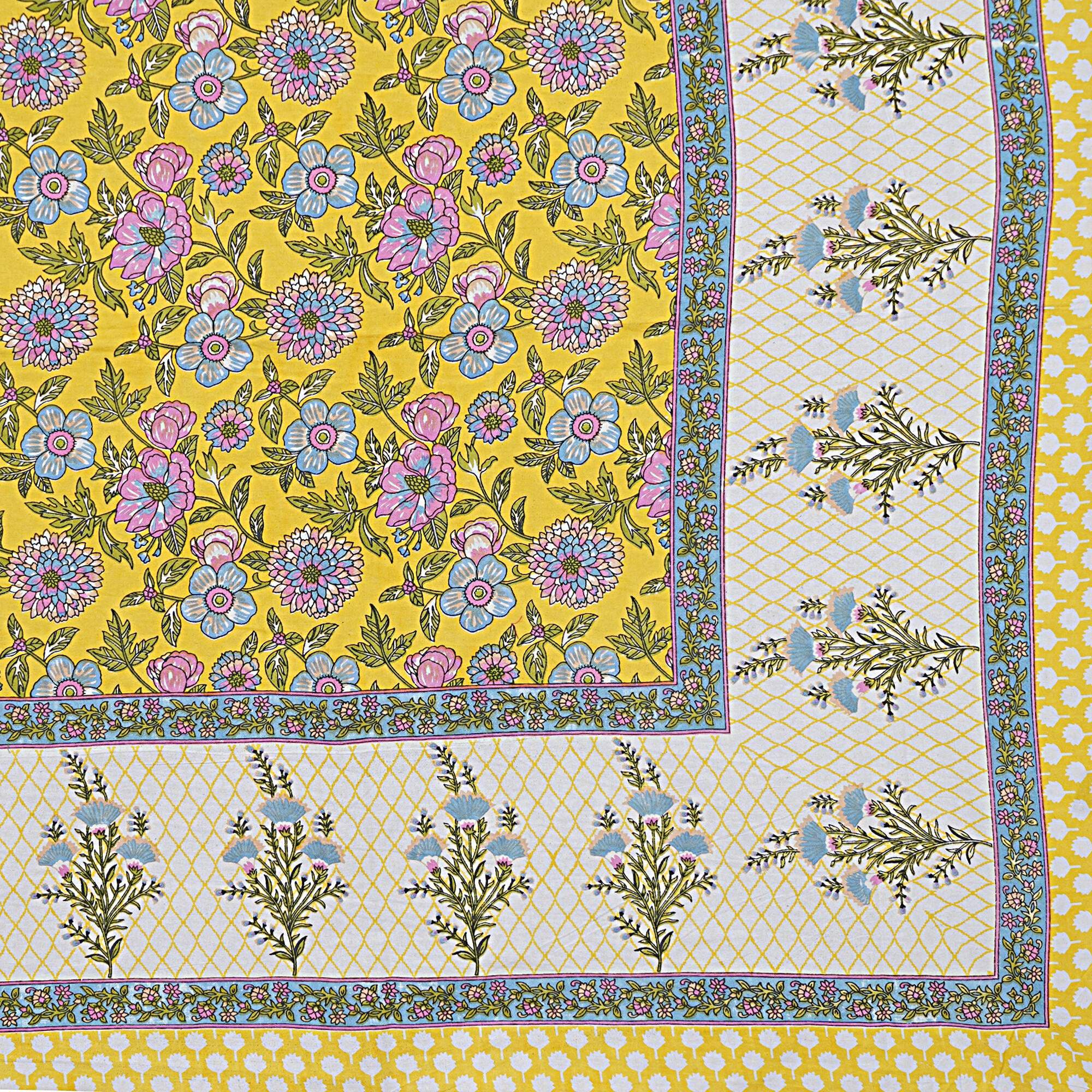 Rudra Bazaar Yellow 210 TC Cotton Double King Bedsheet With 2 Pillow Covers - Distacart