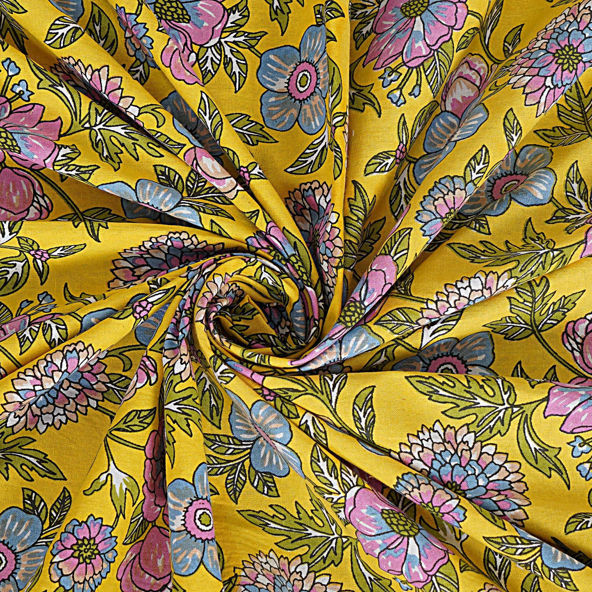 Rudra Bazaar Yellow 210 TC Cotton Double King Bedsheet With 2 Pillow Covers - Distacart