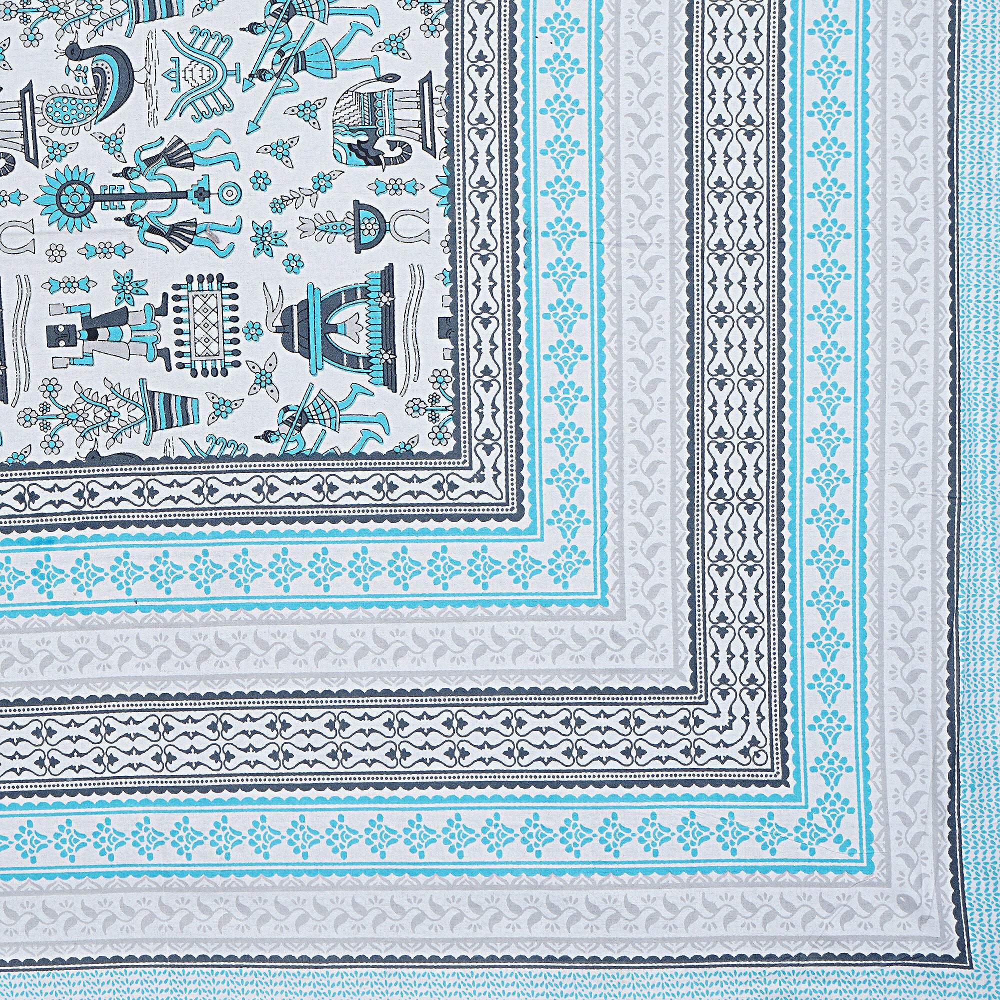 Rudra Bazaar Blue 210 TC Cotton Double King Bedsheet With 2 Pillow Covers - Distacart