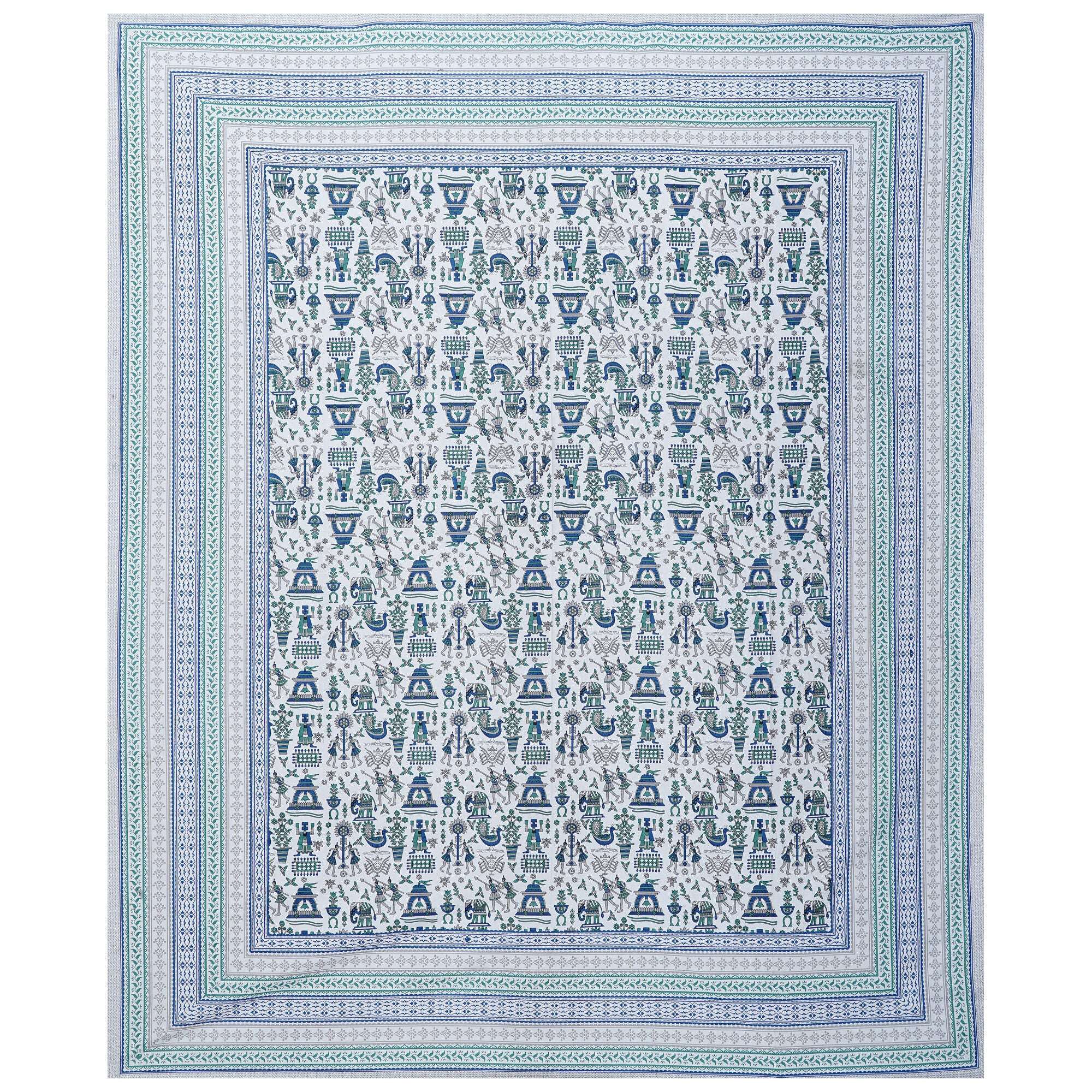 Rudra Bazaar Turquoise Blue 210 TC Cotton Double King Bedsheet With 2 Pillow Covers - Distacart