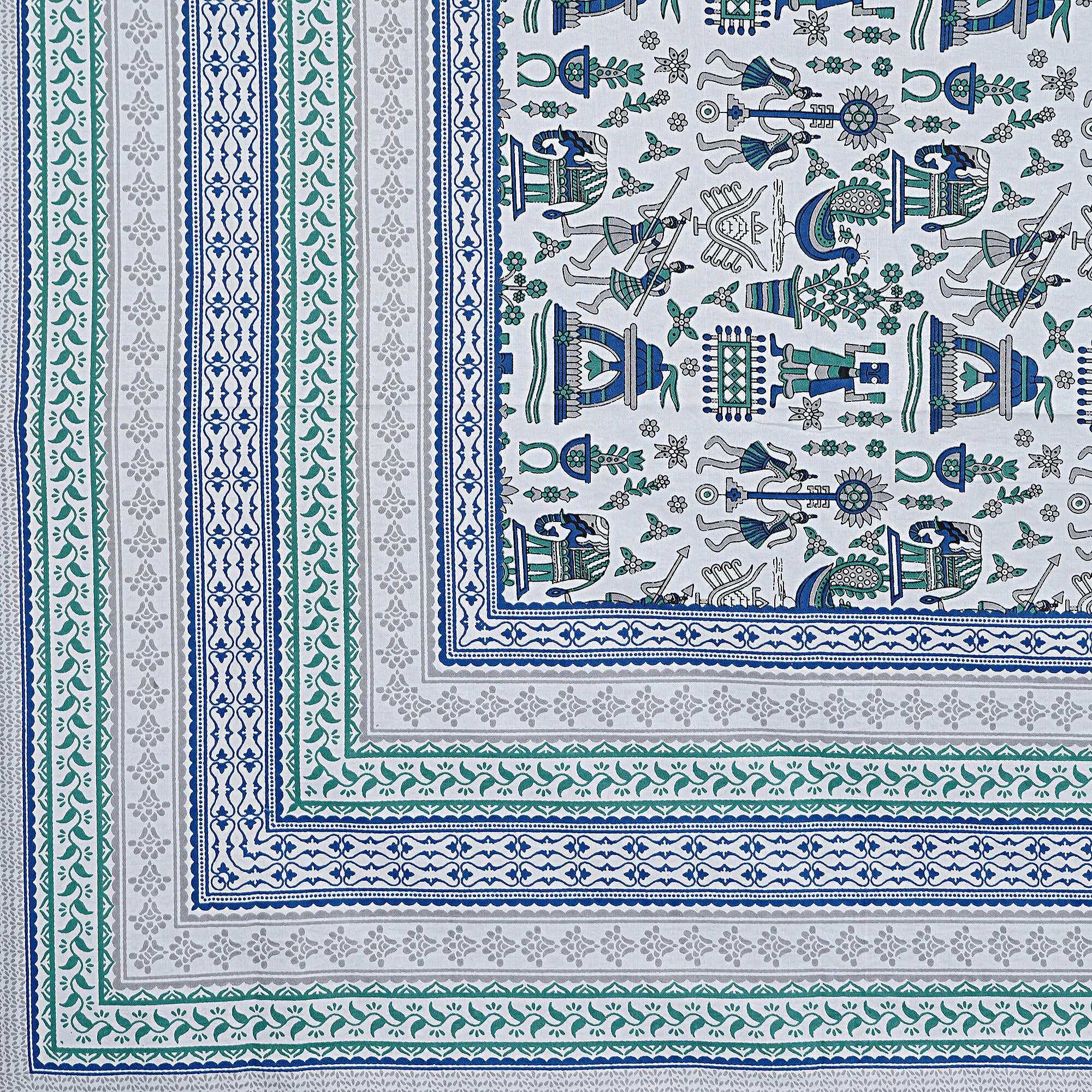 Rudra Bazaar Turquoise Blue 210 TC Cotton Double King Bedsheet With 2 Pillow Covers - Distacart