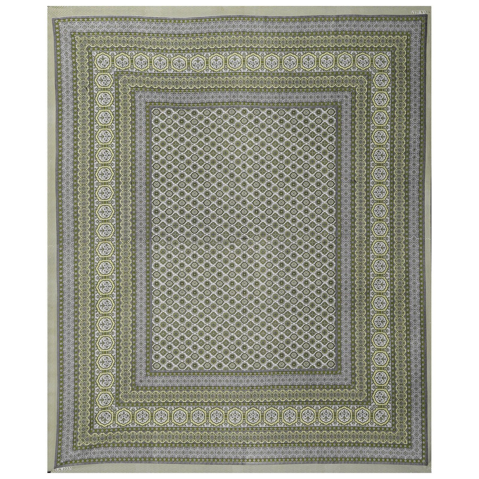 Rudra Bazaar Green 210 TC Cotton Double King Bedsheet With 2 Pillow Covers - Distacart