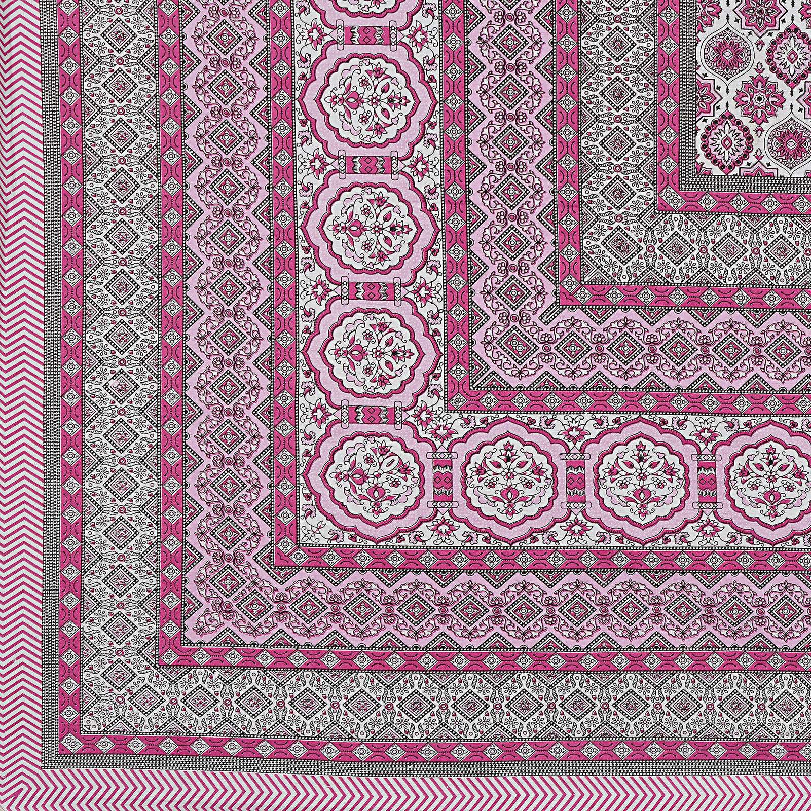 Rudra Bazaar Pink 210 TC Cotton Double King Bedsheet With 2 Pillow Covers - Distacart