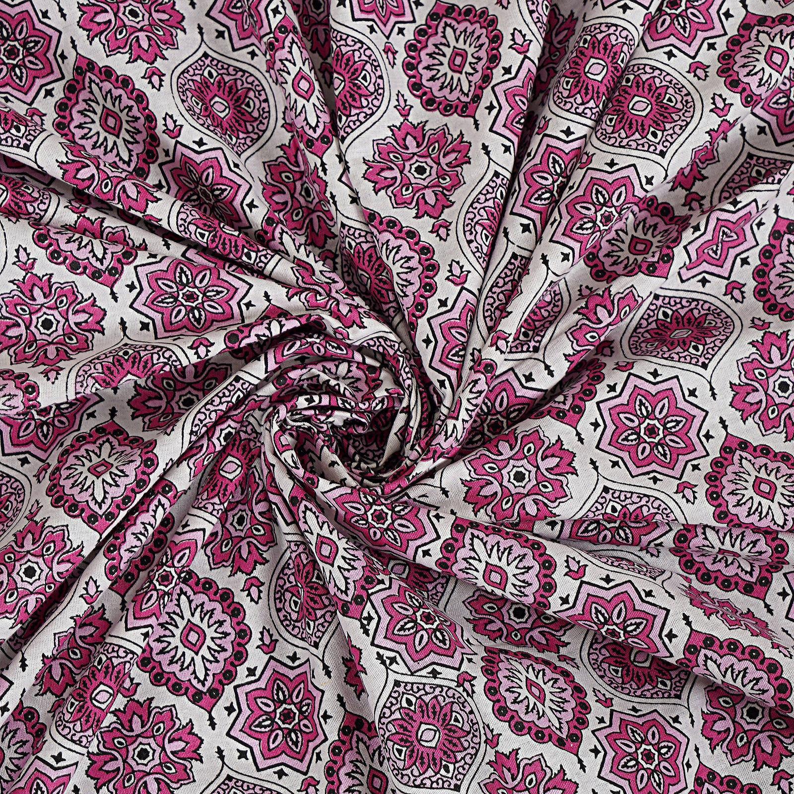 Rudra Bazaar Pink 210 TC Cotton Double King Bedsheet With 2 Pillow Covers - Distacart