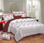 Thumbnail for Rudra Bazaar Pink 210 TC Cotton Double King Bedsheet With 2 Pillow Covers - Distacart