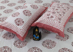 Thumbnail for Rudra Bazaar Pink 210 TC Cotton Double King Bedsheet With 2 Pillow Covers - Distacart
