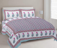 Thumbnail for Rudra Bazaar Sea Green 210 TC Cotton Double King Bedsheet With 2 Pillow Covers