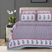 Thumbnail for Rudra Bazaar Sea Green 210 TC Cotton Double King Bedsheet With 2 Pillow Covers