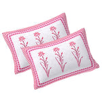 Thumbnail for Rudra Bazaar Pink 210 TC Cotton Double King Bedsheet With 2 Pillow Covers - Distacart