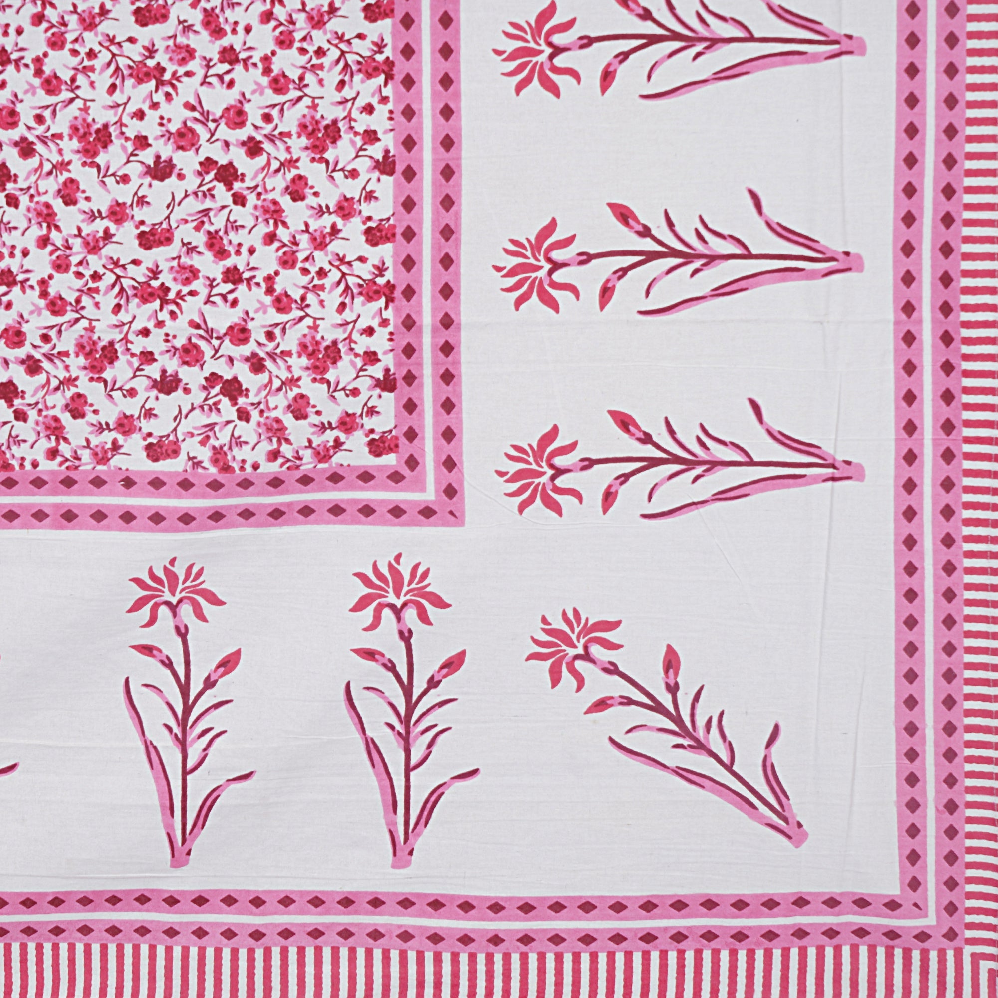 Rudra Bazaar Pink 210 TC Cotton Double King Bedsheet With 2 Pillow Covers - Distacart