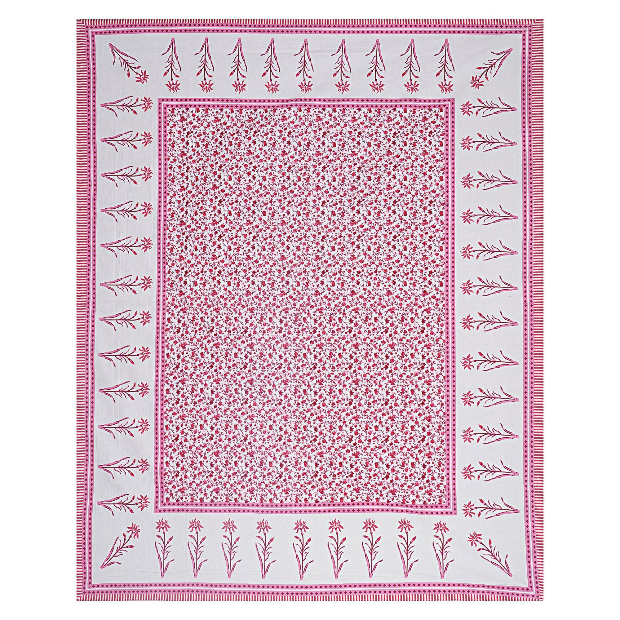 Rudra Bazaar Pink 210 TC Cotton Double King Bedsheet With 2 Pillow Covers - Distacart