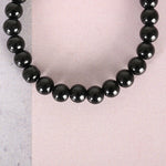 Thumbnail for NVR Men & Women Black Marble Crystal Beaded Elasticated Bracelet - Distacart