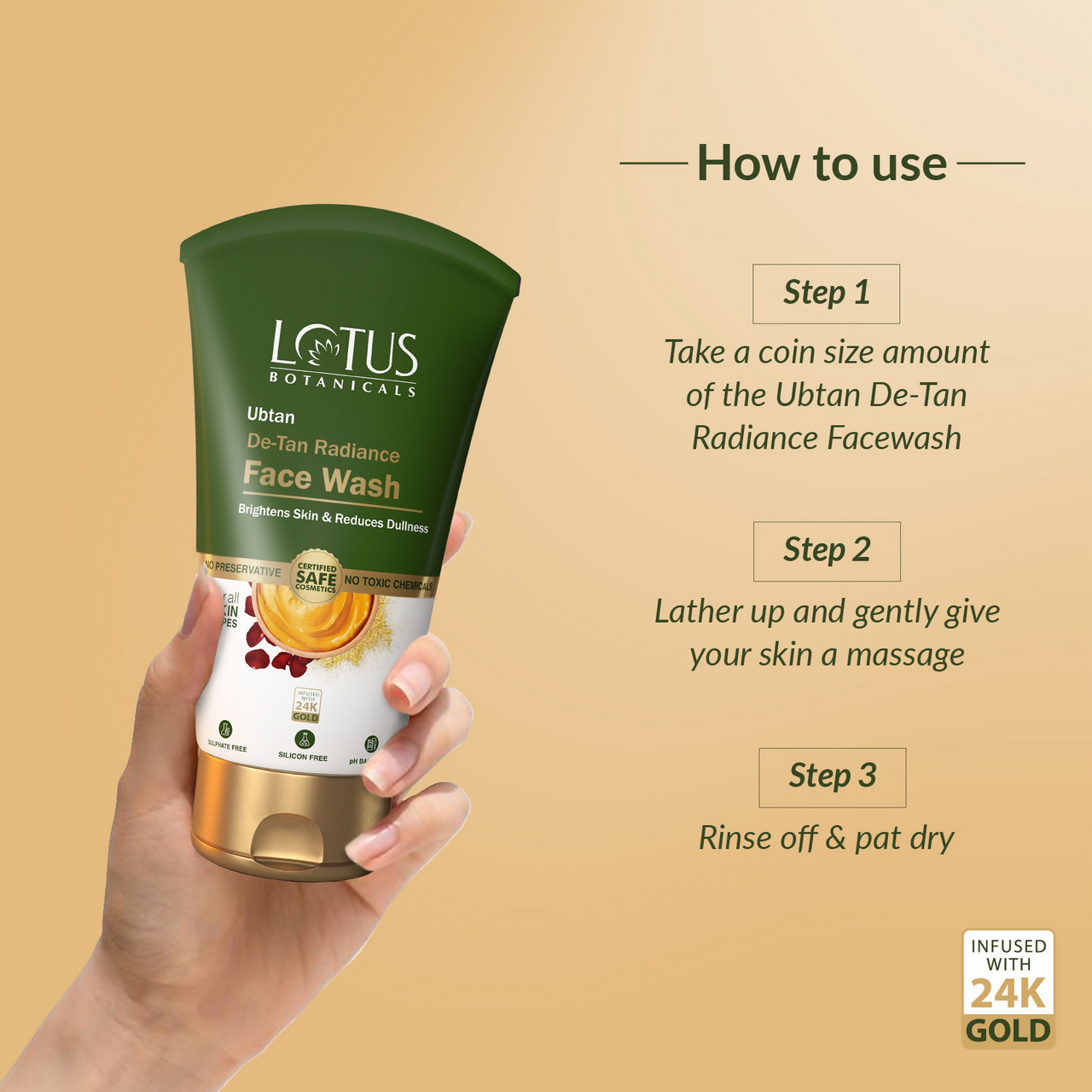 Lotus Botanicals Ubtan De-Tan Radiance Face Wash Infused with 24K Gold Rejuvenated Skin