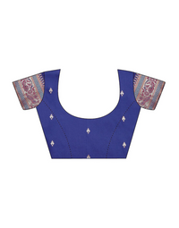 Thumbnail for Vastranavya Blue Soft Paithani Silk Saree With Gold Zari Weaving Motifs With Matching Blouse Fabric - Distacart