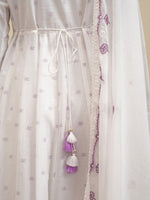 Thumbnail for Vishudh White Embroidered Pure Cotton Anarkali Panelled Kurta With Trousers & Dupatta - Distacart