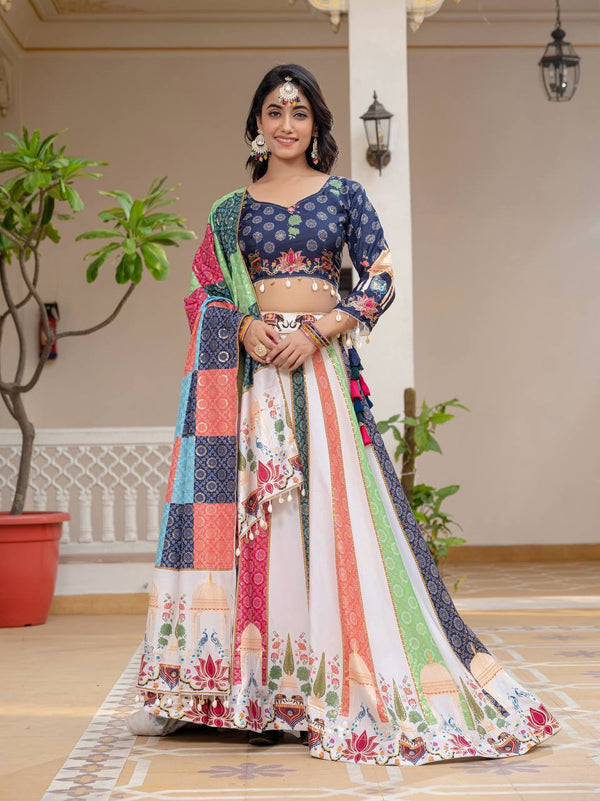 Teeya Creation Multi Colour Creap Silk Navratry Special Lehenga Choli