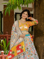 Thumbnail for Teeya Creation Multi Colour Creap Silk Navratry Special Lehenga Choli