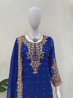 Thumbnail for Prazu Fashion Blue Georgette Sequin With Rivet Moti Palazzo Suit
