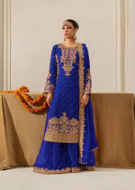 Thumbnail for Prazu Fashion Blue Georgette Sequin With Rivet Moti Palazzo Suit