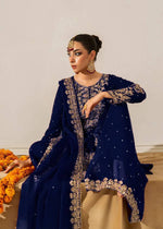 Thumbnail for Prazu Fashion Navy Blue Georgette Sequin With Rivet Moti Palazzo Suit