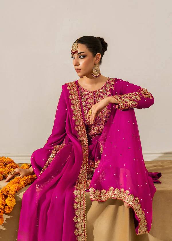 Prazu Fashion Pink Georgette Sequin With Rivet Moti Palazzo Suit