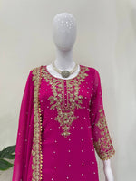 Thumbnail for Prazu Fashion Pink Georgette Sequin With Rivet Moti Palazzo Suit