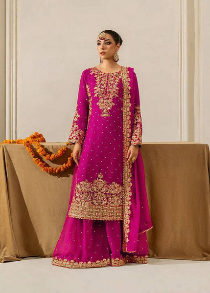 Prazu Fashion Pink Georgette Sequin With Rivet Moti Palazzo Suit