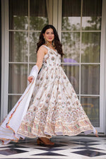 Thumbnail for Prazu Fashion Off White Georgette Thread Sequin Anarkali Suit