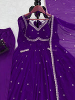 Thumbnail for Prazu Fashion Violet Georgette Thread Sequin Anarkali Suit