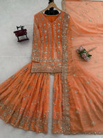 Thumbnail for Prazu Fashion Orange Georgette Thread Sequin Sharara Suit