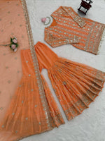 Thumbnail for Prazu Fashion Orange Georgette Thread Sequin Sharara Suit