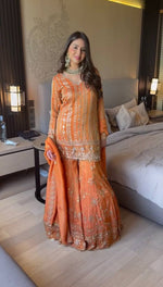 Thumbnail for Prazu Fashion Orange Georgette Thread Sequin Sharara Suit