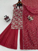 Thumbnail for Prazu Fashion Maroon Simmer Silk Thread Sequin Sharara Suit