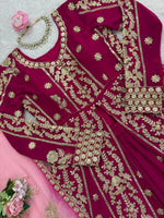 Thumbnail for Prazu Fashion Maroon Georgette Thread Sequin Lehenga Style Suit