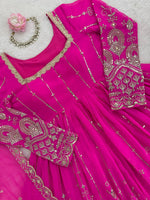 Thumbnail for Prazu Fashion Pink Georgette Thread Sequin Lehenga Style Suit